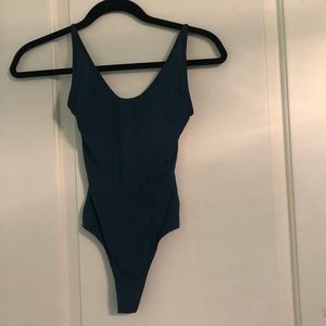 Teal bodysuit from Aritzia